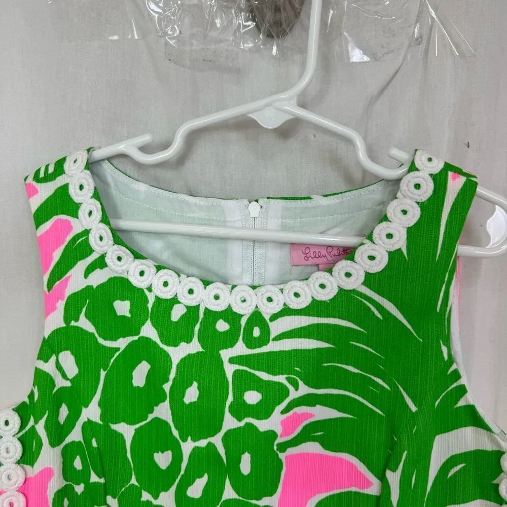 NEW Lilly Pulitzer Mila Pineapple Print Green Pink 100% Cotton Shift Dress 8